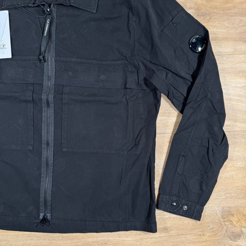 CP Company Gabardine Utility Lens Overshirt in Black