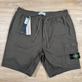 Stone Island Organic Cotton Fleece Shorts in Military Green