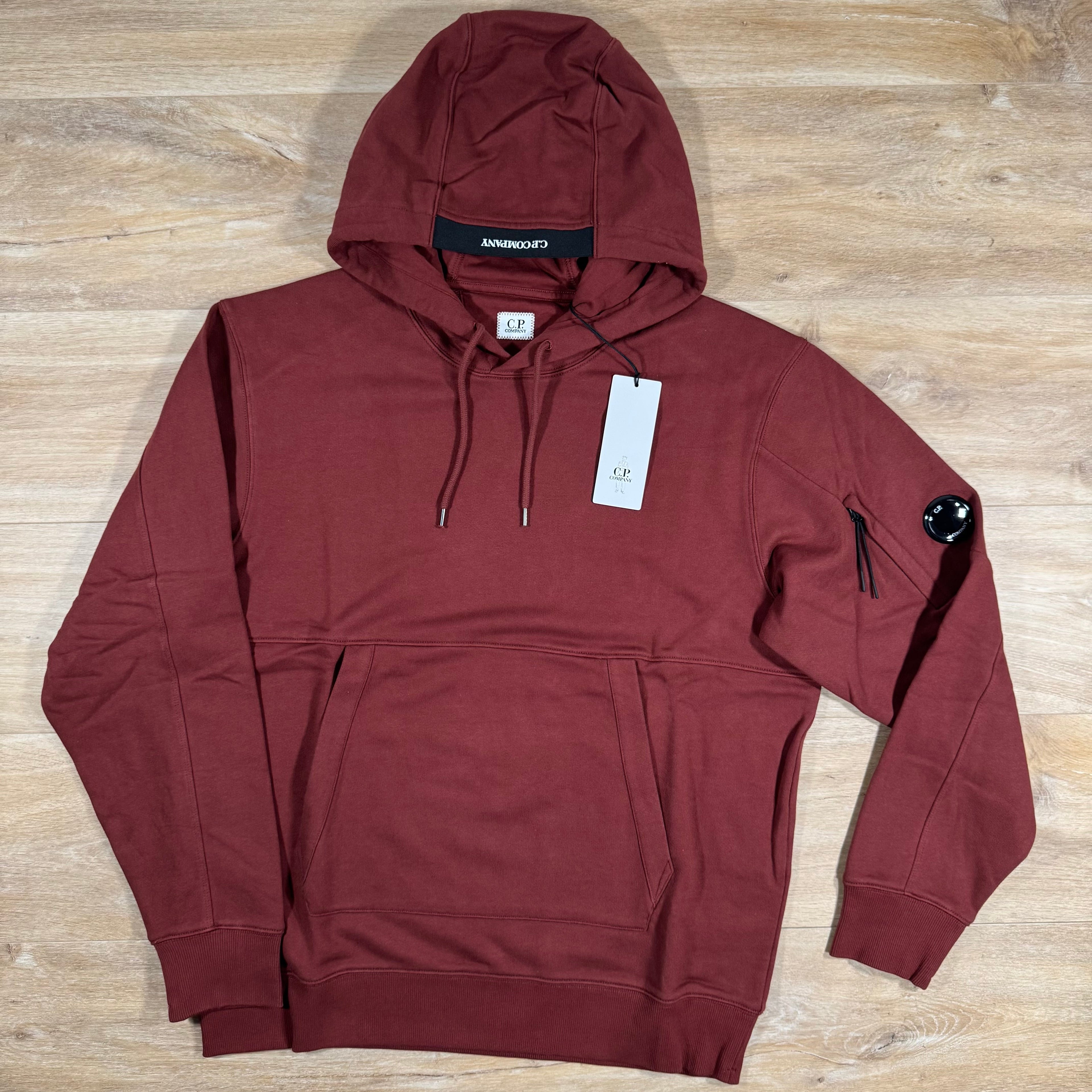 CP Company Diagonal Raised Fleece Lens Hoodie in Sable - Brown