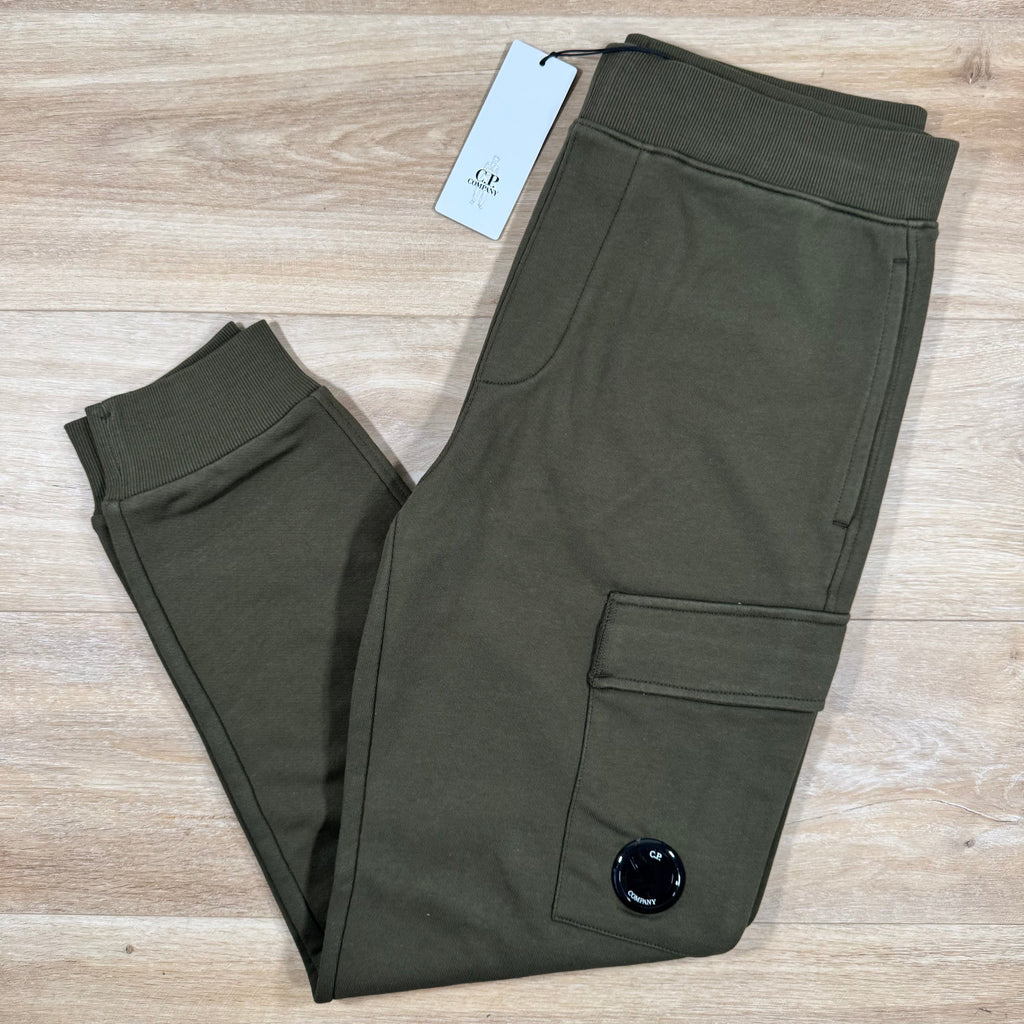 CP Company Diagonal Raised Fleece Lens Sweatpants in Ivy Green