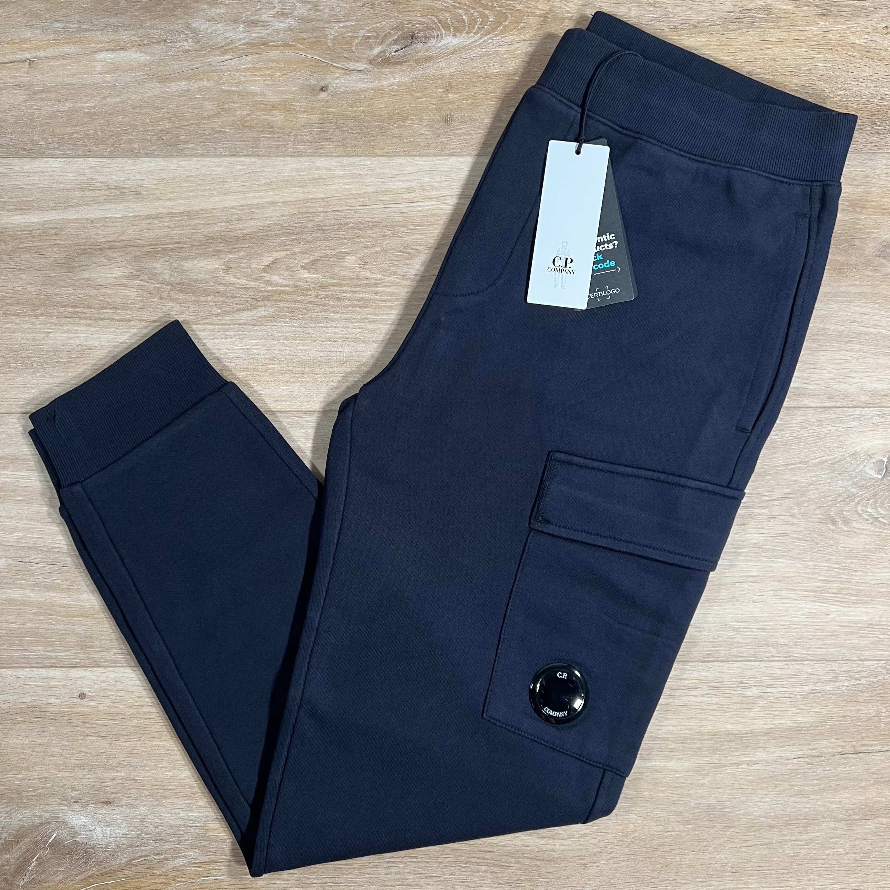CP Company Diagonal Raised Fleece Lens Sweatpants in Navy