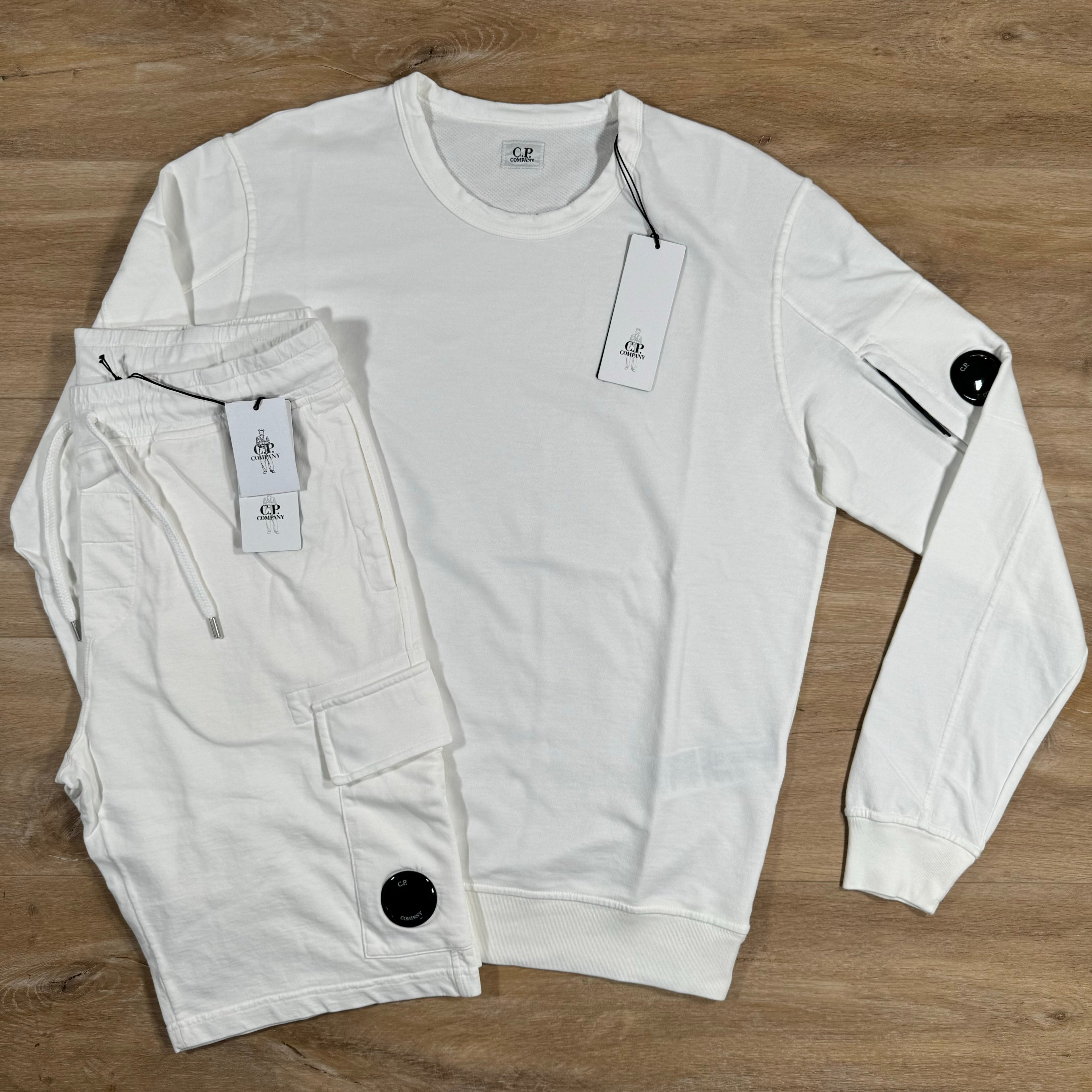 CP Company Light Fleece Lens Tracksuit in White