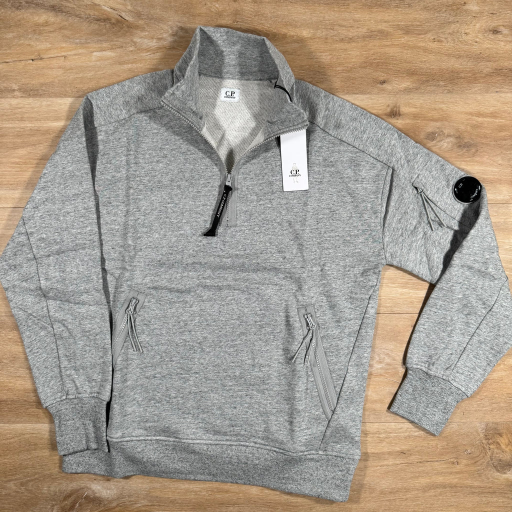 CP Company Diagonal Raised Half-Zipped Lens Sweatshirt in Grey