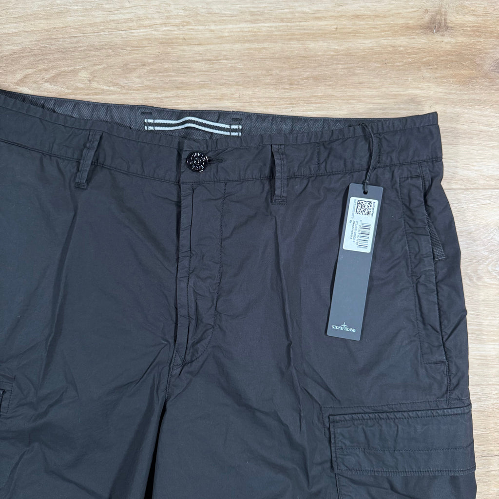 Stone Island Stretch Tela Cargo Bermuda Shorts in Black