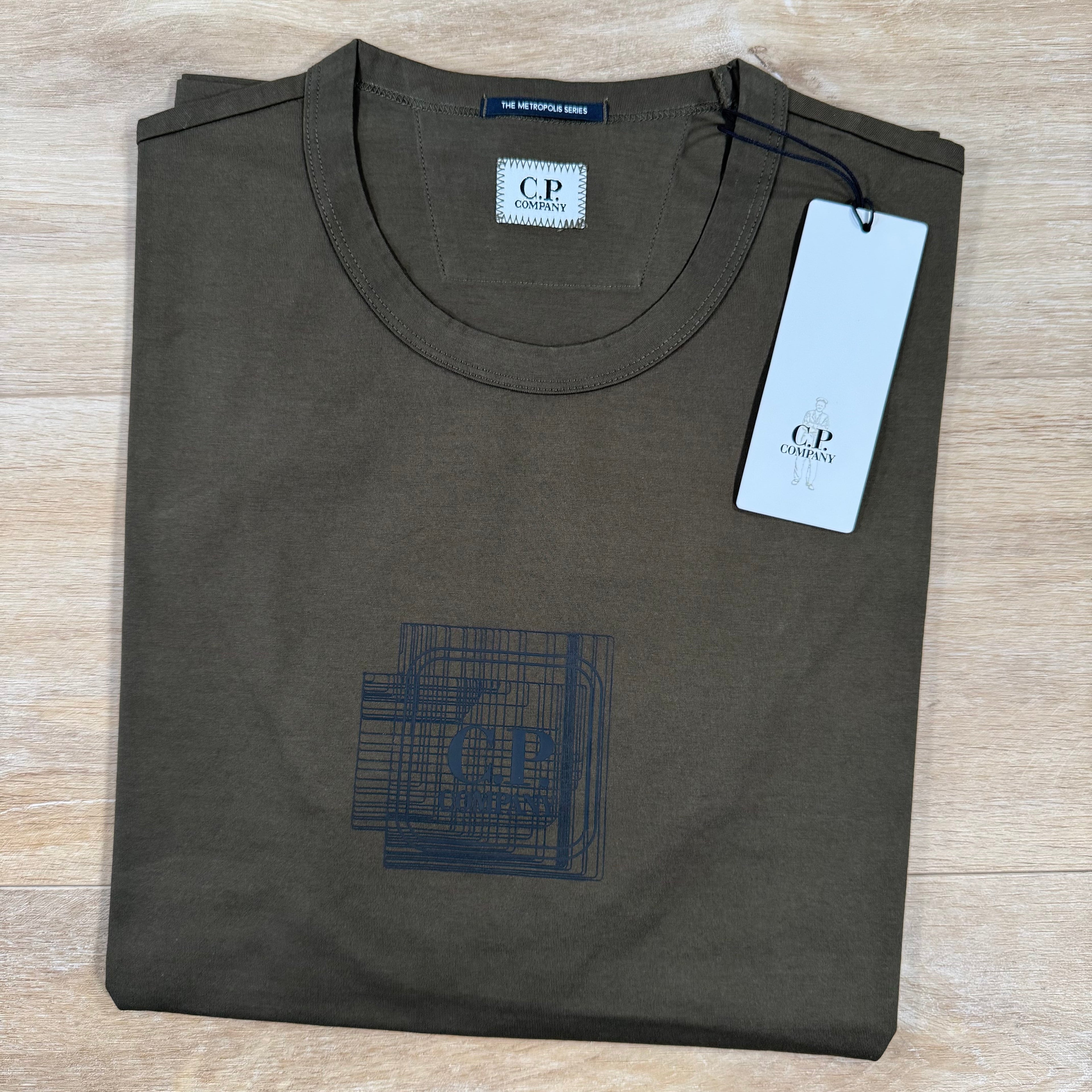 CP Company Metropolis Series Blurred Logo T-Shirt in Ivy Green