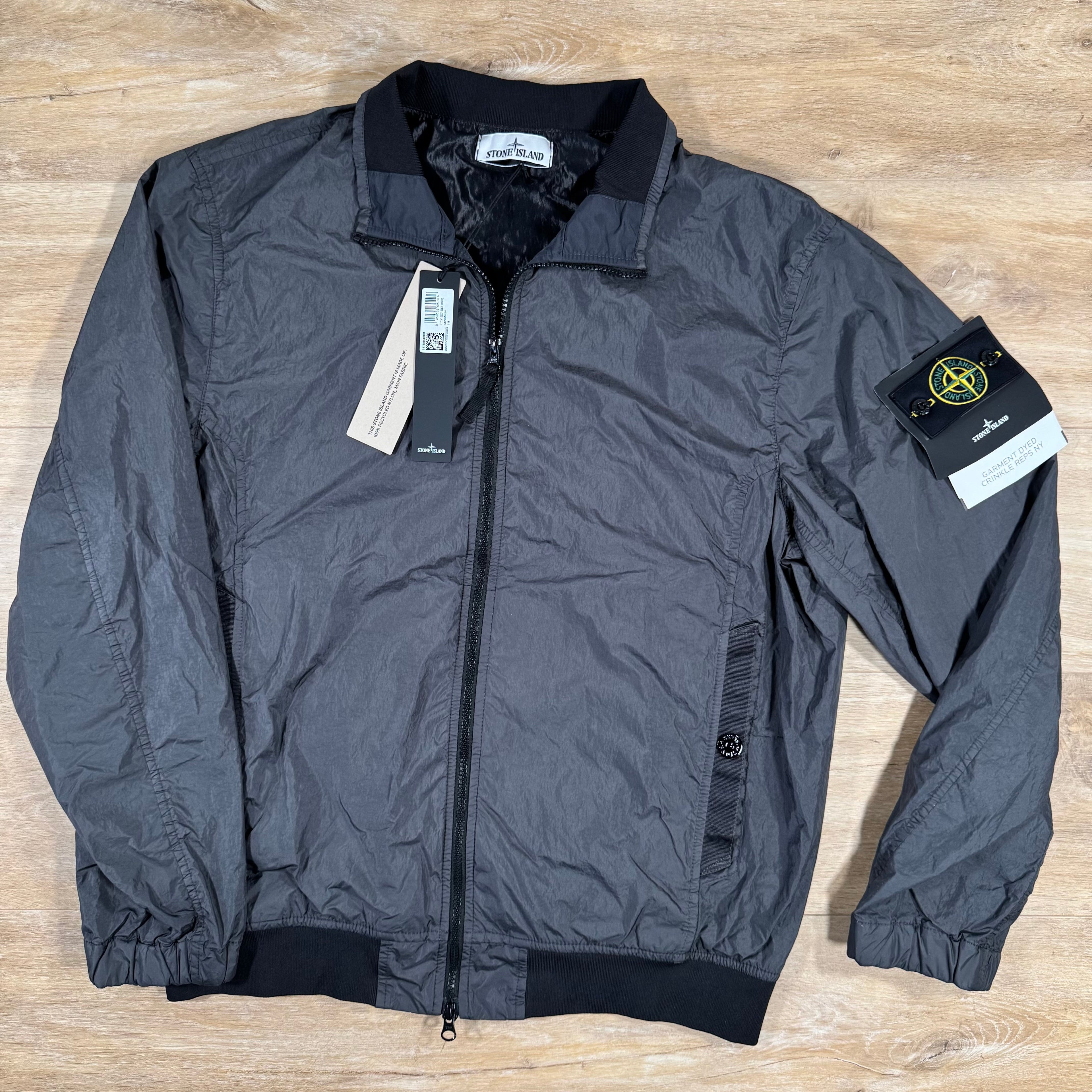 Stone Island Crinkle Reps R-NY Bomber Jacket in Charcoal Grey