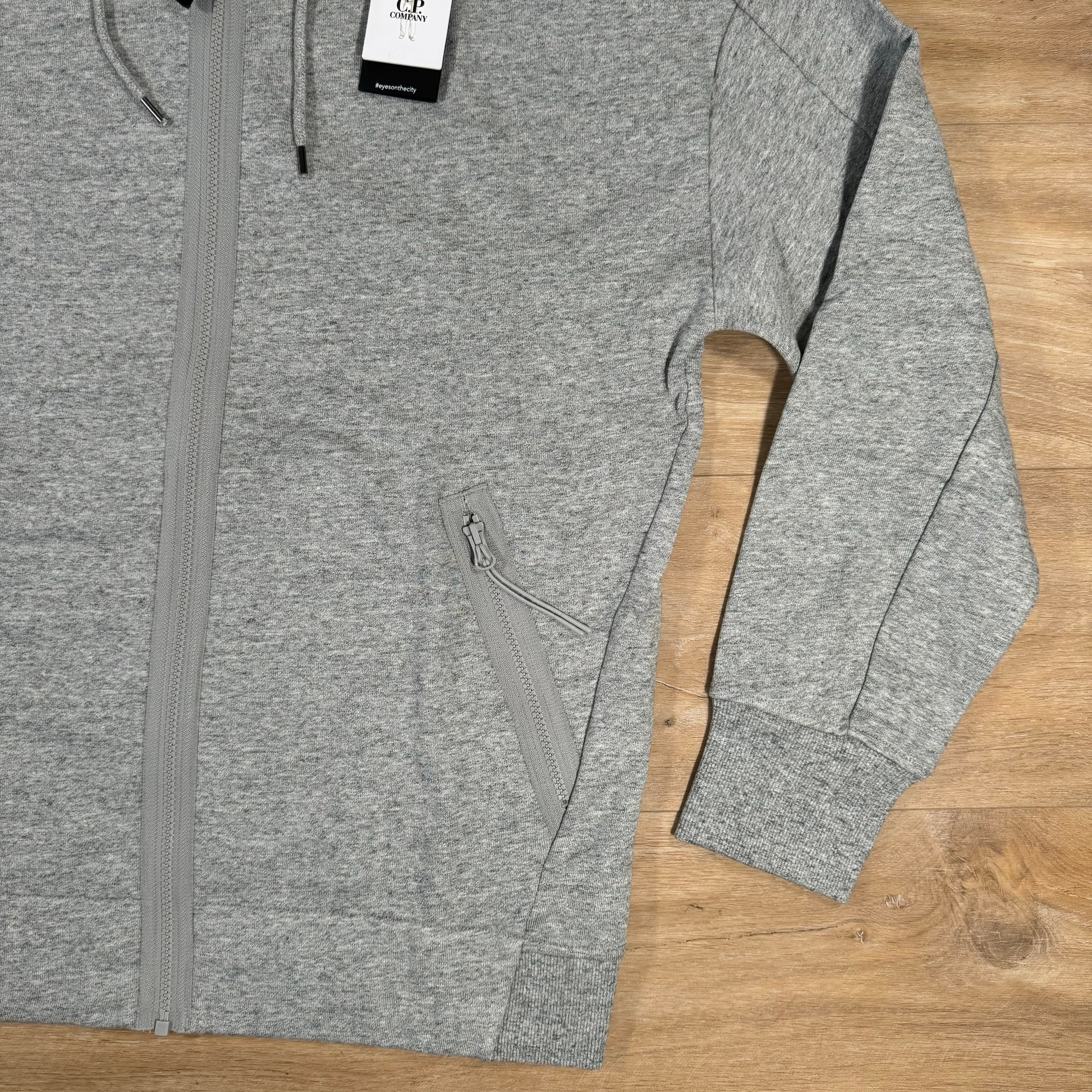 CP Company Diagonal Raised Zipped Goggle Hoodie in Grey