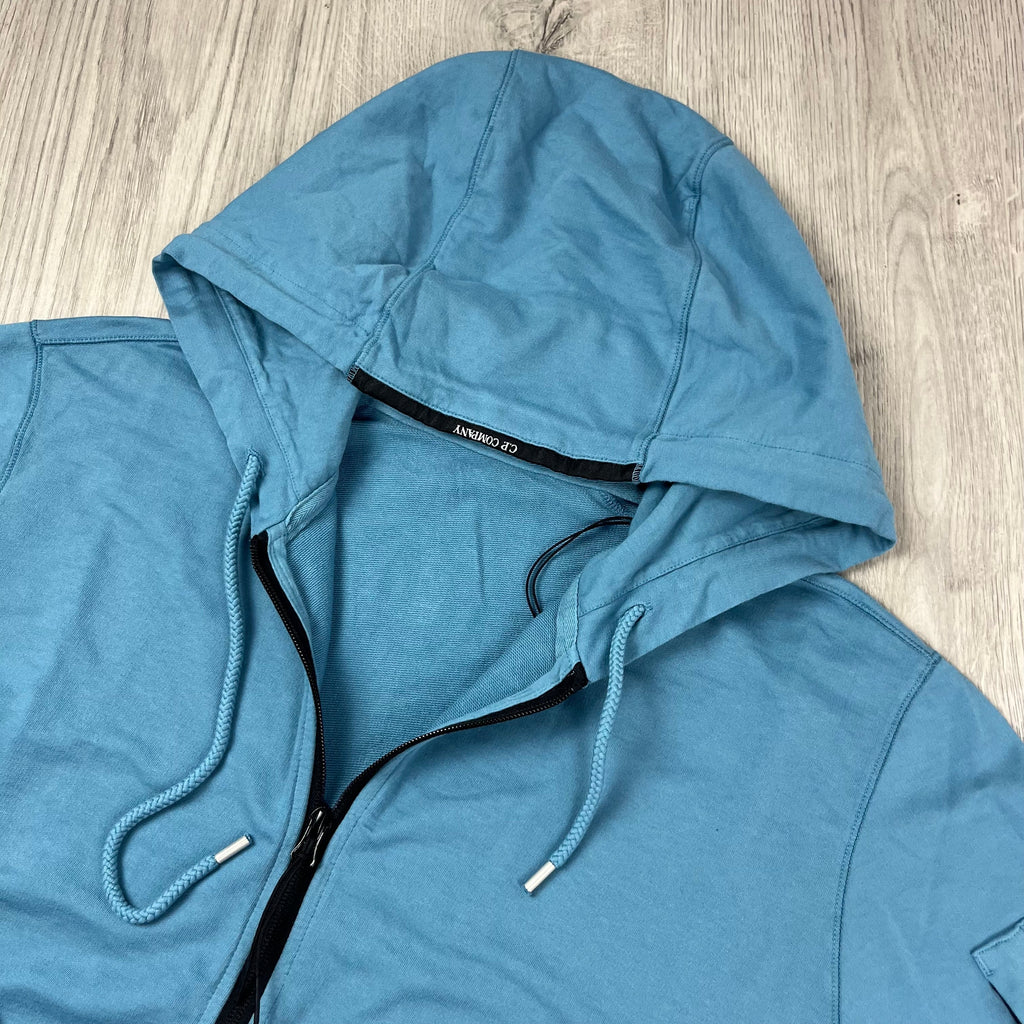 CP Company Light Fleece Zip Hoodie - Aegean Blue