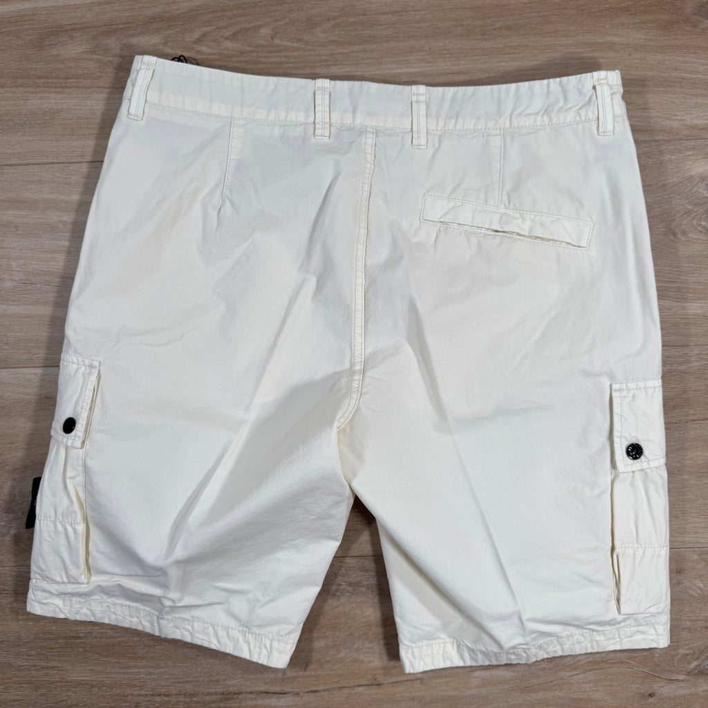 Stone Island Brushed Cotton Cargo Bermuda Shorts in Ivory