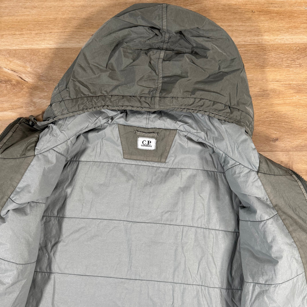CP Company Chrome-R Hooded Zipped Lens Overshirt in Gunmetal