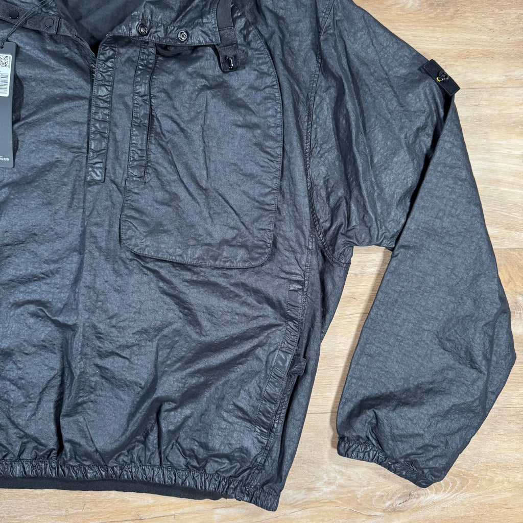 Stone Island Organic Look Nylon Panama-TC Anorak Jacket in Black
