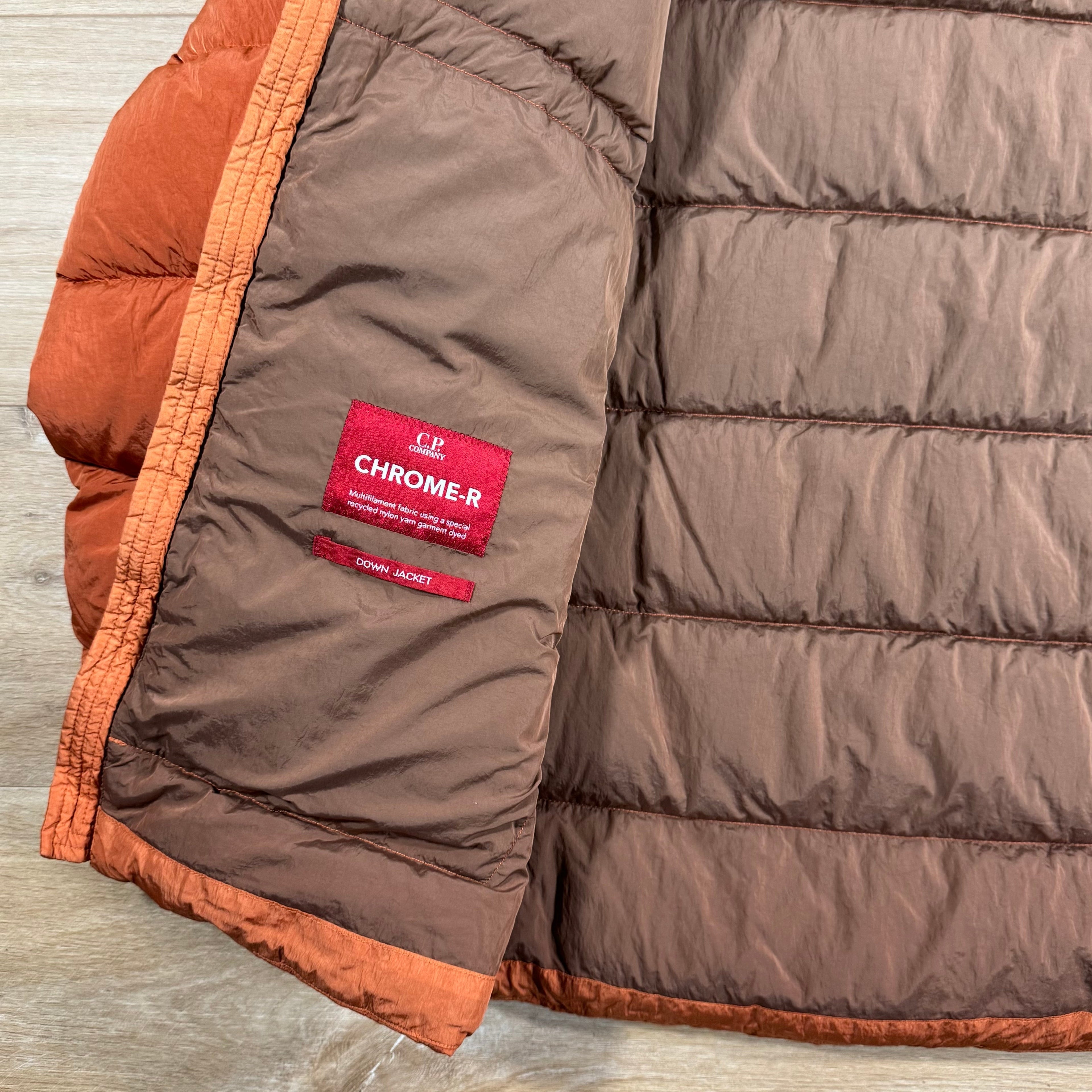 CP Company Chrome-R Goggle Down Jacket in Bombay Brown