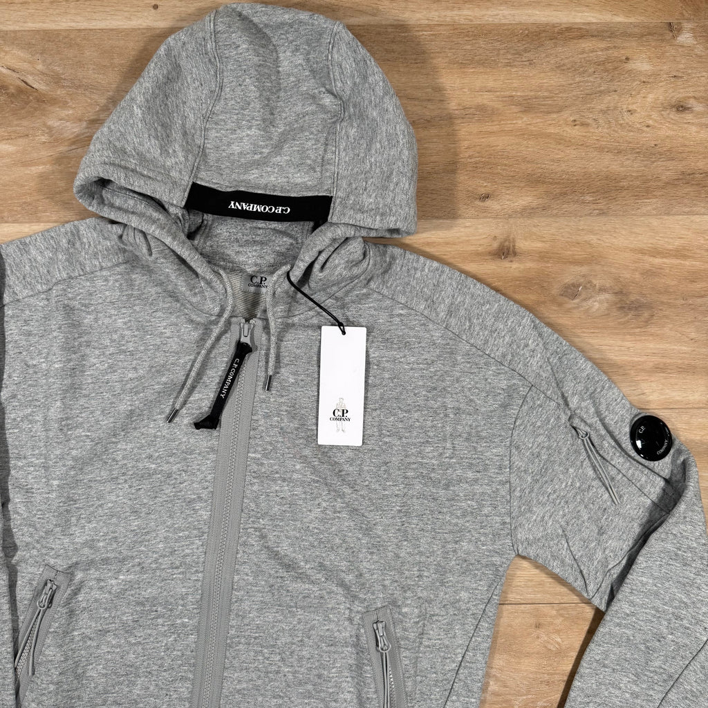 CP Company Diagonal Raised Zipped Lens Hoodie in Grey