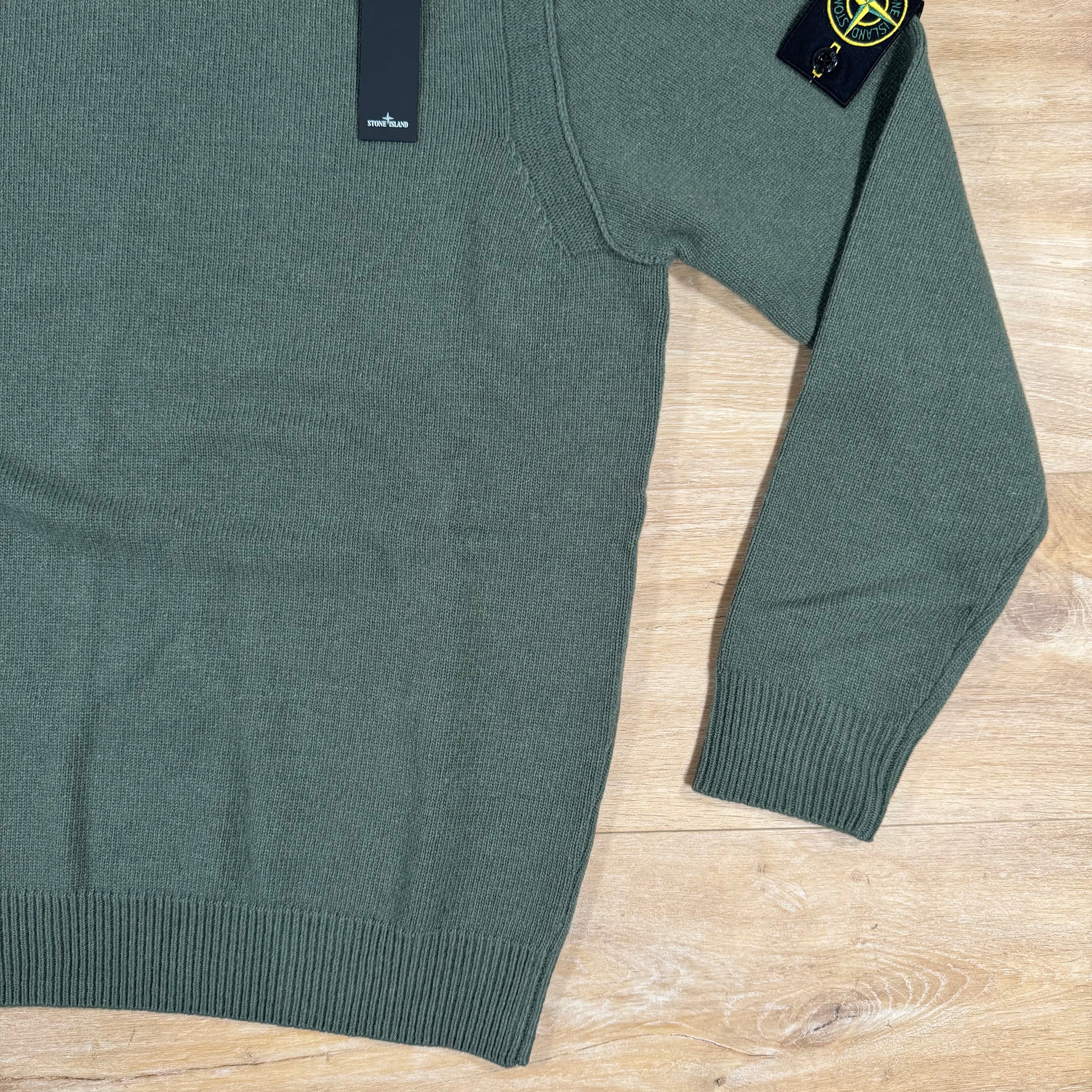 Stone Island Lambswool Crewneck Jumper in Military Green