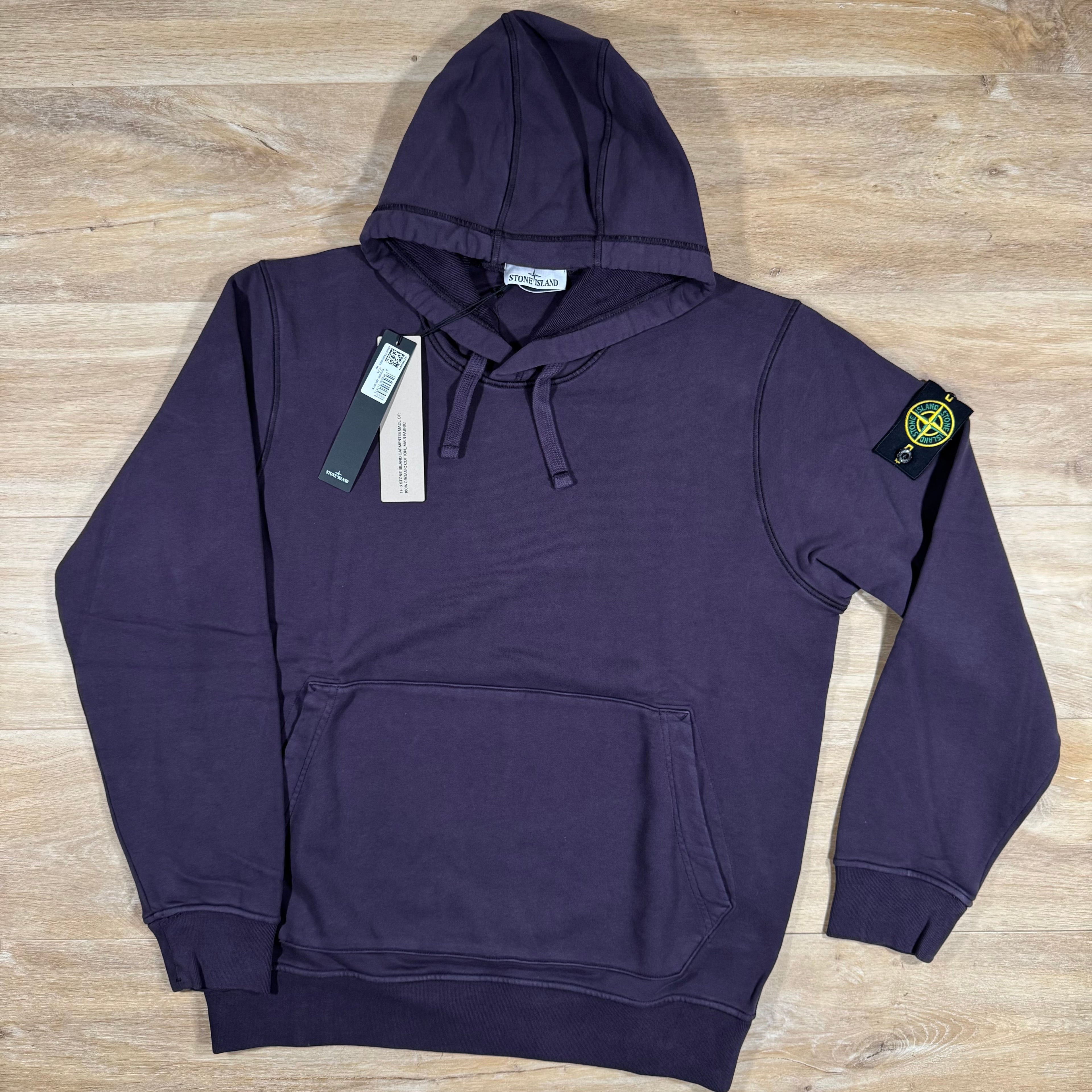 Stone Island Organic Cotton Fleece Pullover Hoodie in Dark Burgundy
