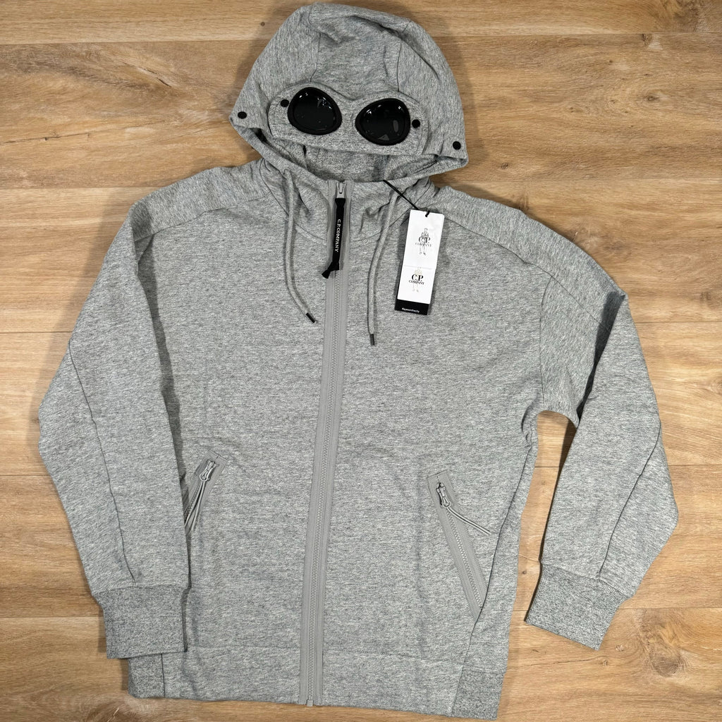 CP Company Diagonal Raised Zipped Goggle Hoodie in Grey