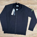 Stone Island Light Organic Cotton Knit Cardigan in Black