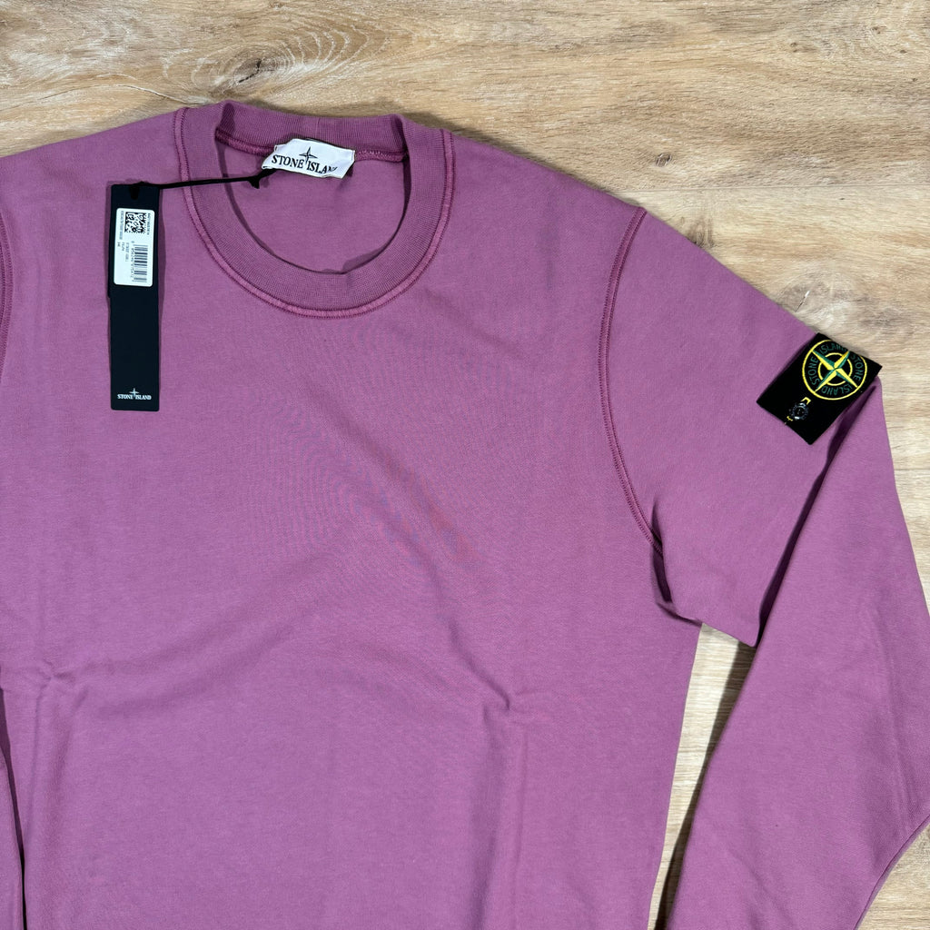 Stone Island Garment Dyed Crewneck Sweatshirt in Onion Rose