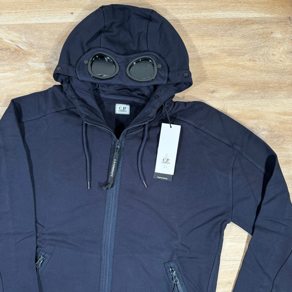 CP Company Diagonal Raised Zipped Goggle Hoodie in Navy