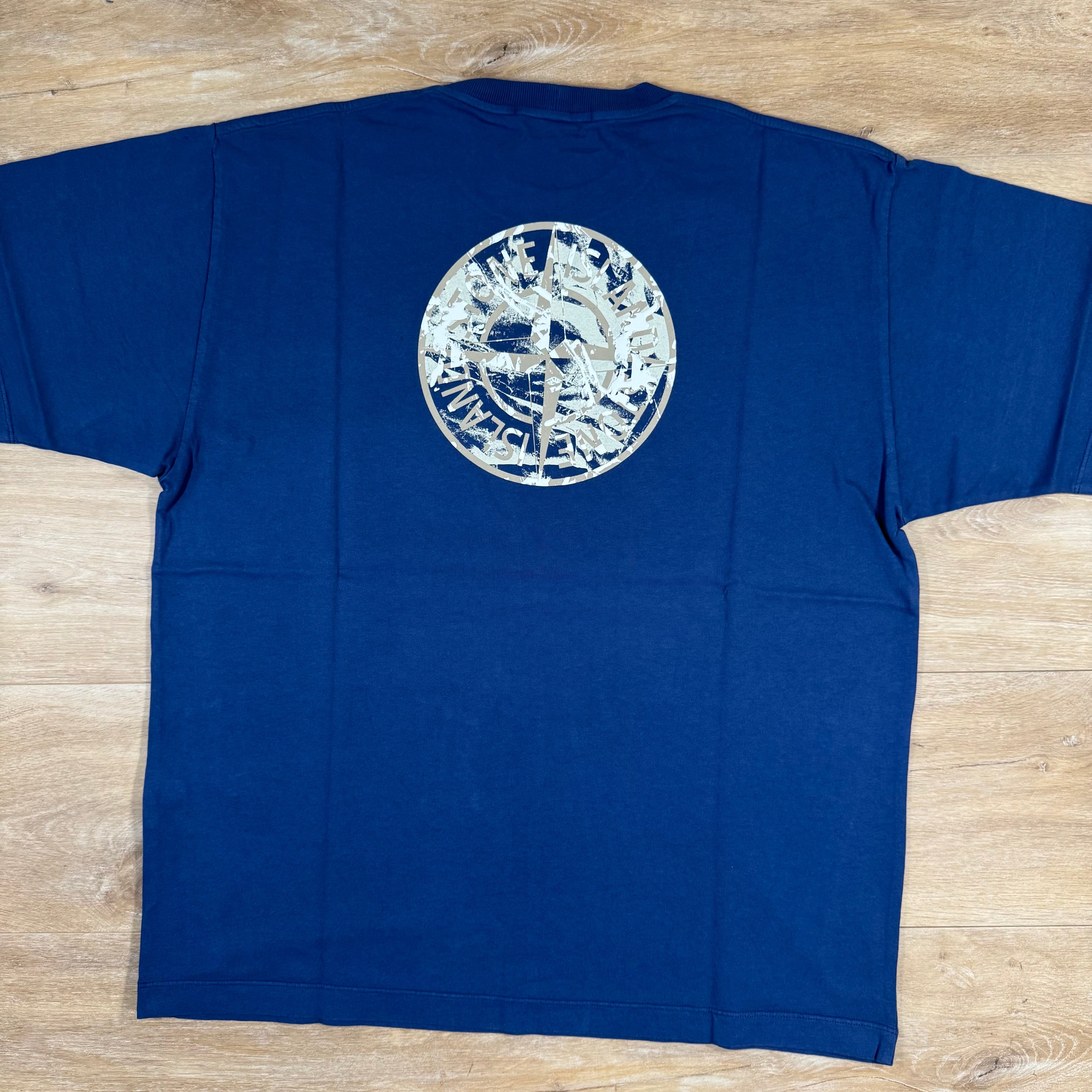 Stone Island Organic Cotton Compass Camo T-Shirt in Marine Blue