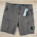 Stone Island Brushed Cotton Cargo Bermuda Shorts in Military Green