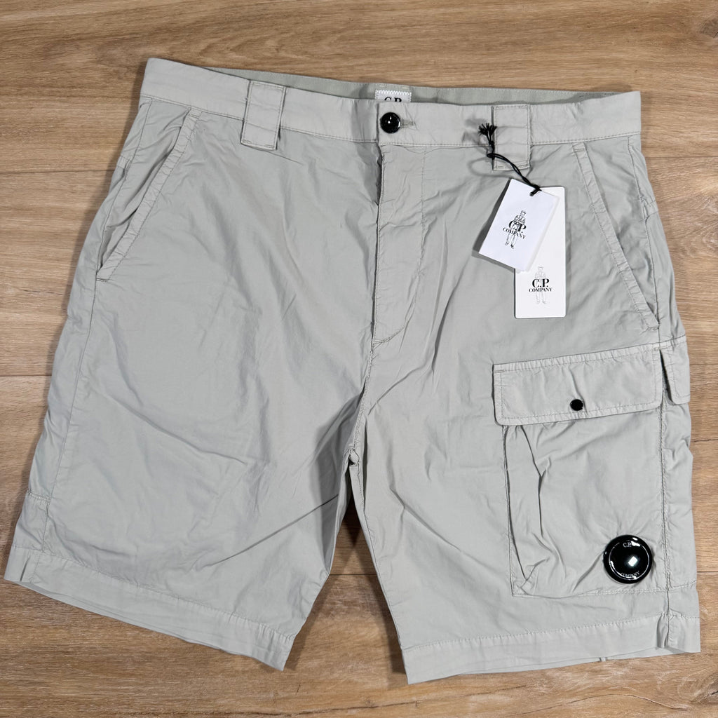 CP Company 50 Fili Stretch Cargo Shorts in Blue Fox - Grey