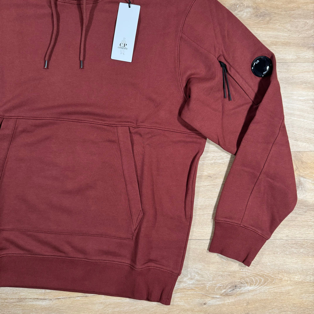 CP Company Diagonal Raised Fleece Lens Hoodie in Sable - Brown