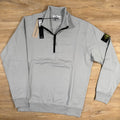 Stone Island Organic Cotton Half-Zip Sweatshirt in Pearl Grey