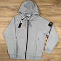 Stone Island Organic Cotton Fleece Zip Hoodie in Pearl Grey