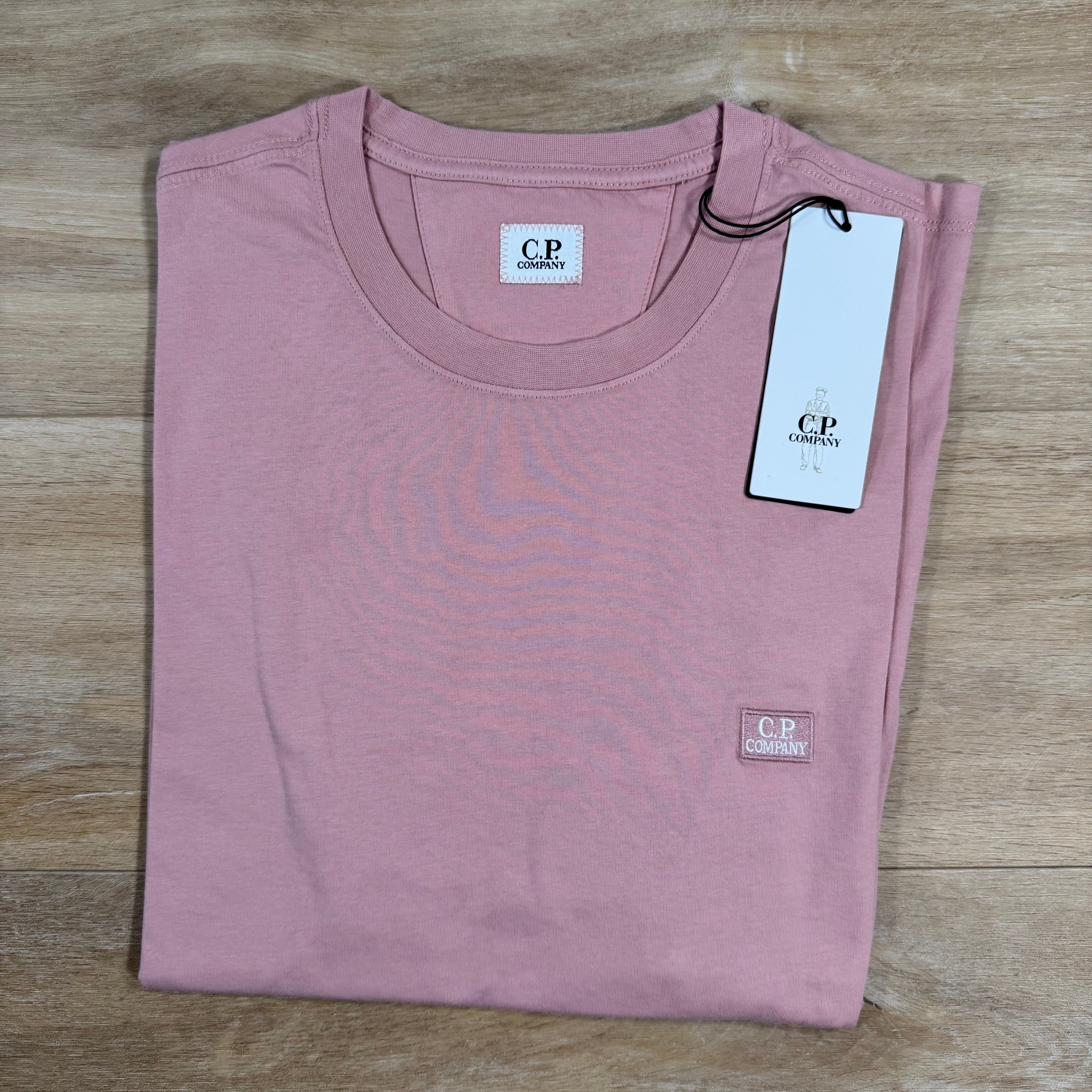 CP Company 30/1 Jersey Logo Patch T-Shirt in Misty Rose - Pink