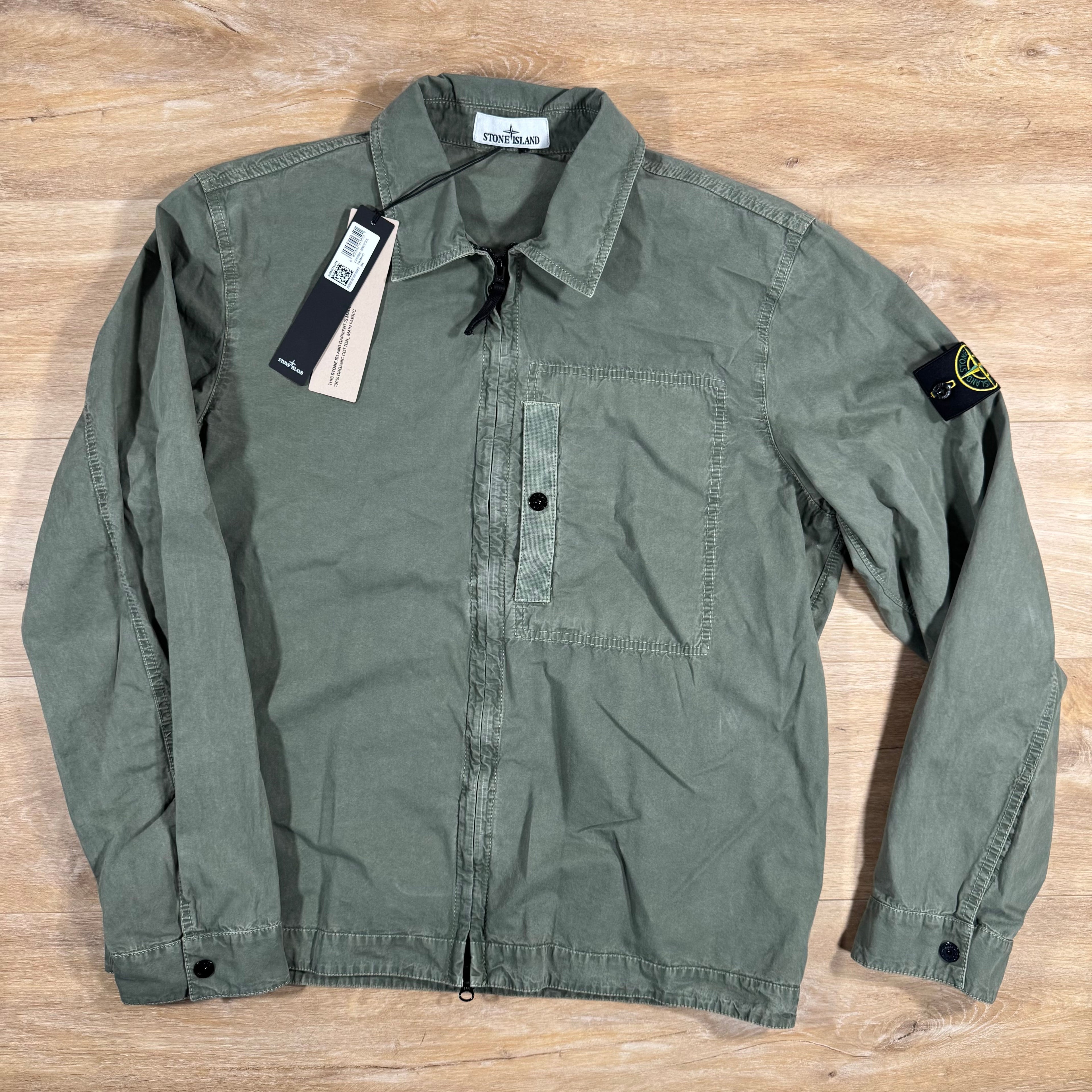 Stone Island Brushed Canvas Old Treatment Overshirt in Musk Green