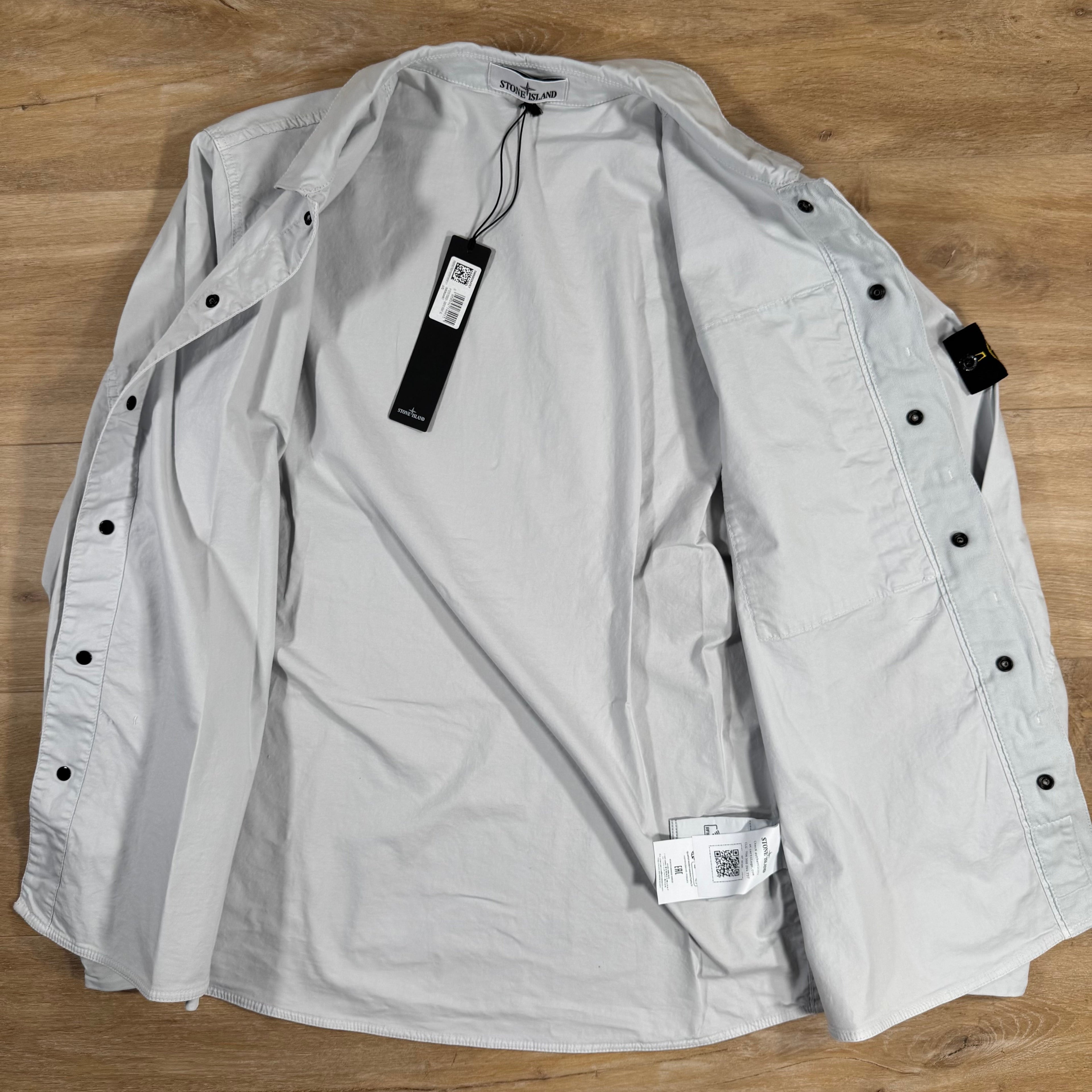 Stone Island Supima Twill Stretch-TC Overshirt in Sky Blue
