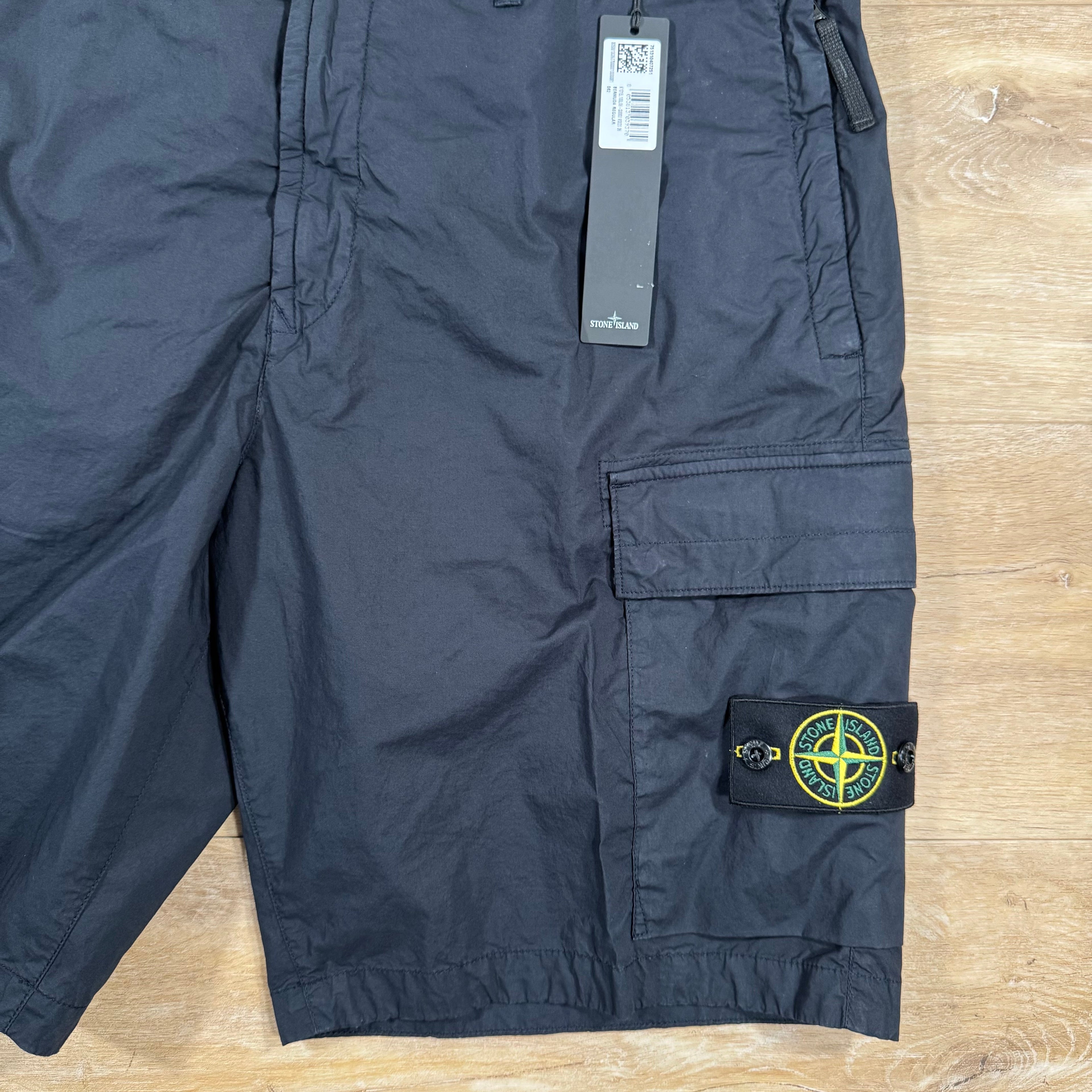 Stone Island Stretch Tela Cargo Bermuda Shorts in Navy