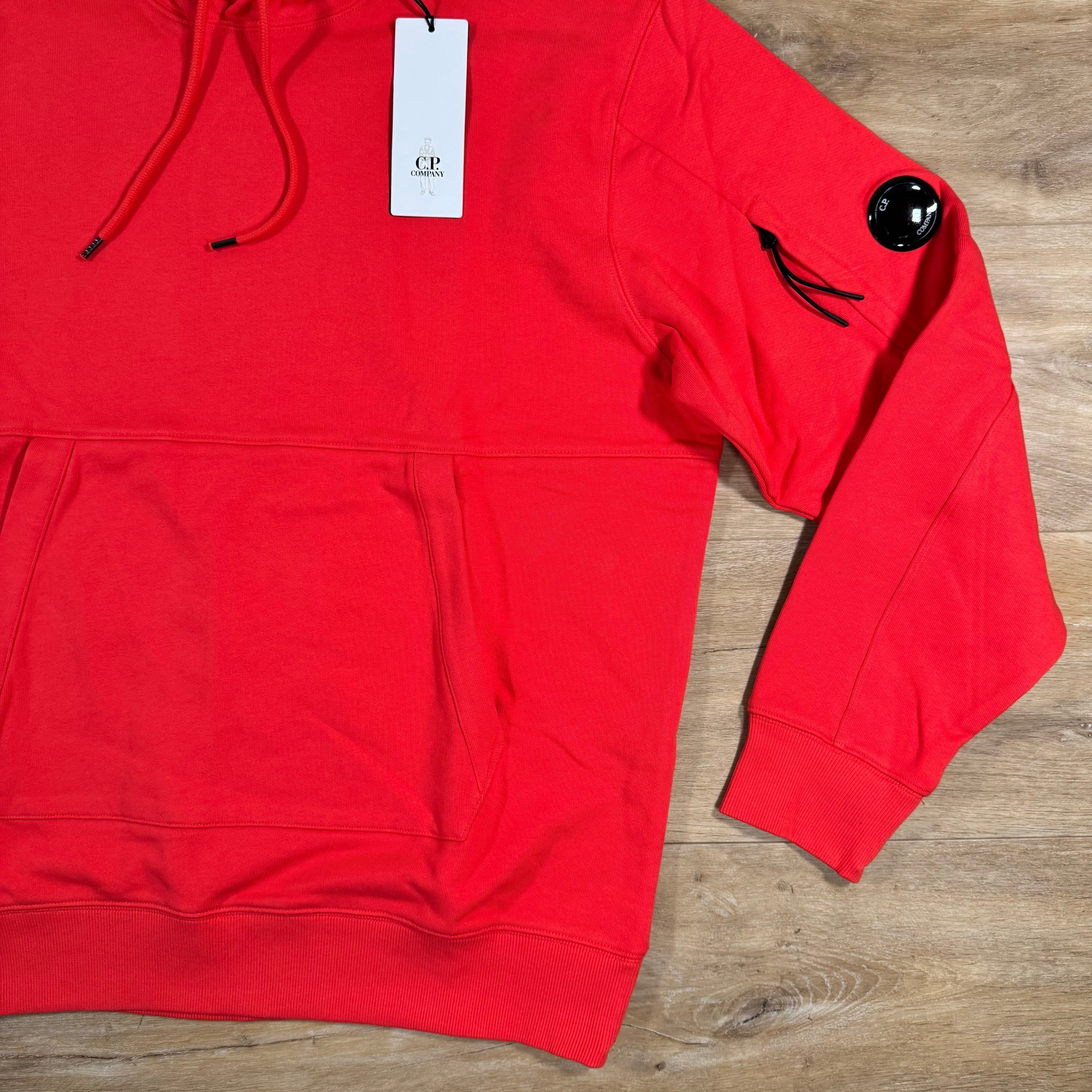 CP Company Diagonal Raised Fleece Lens Hoodie in Poinciana Orange