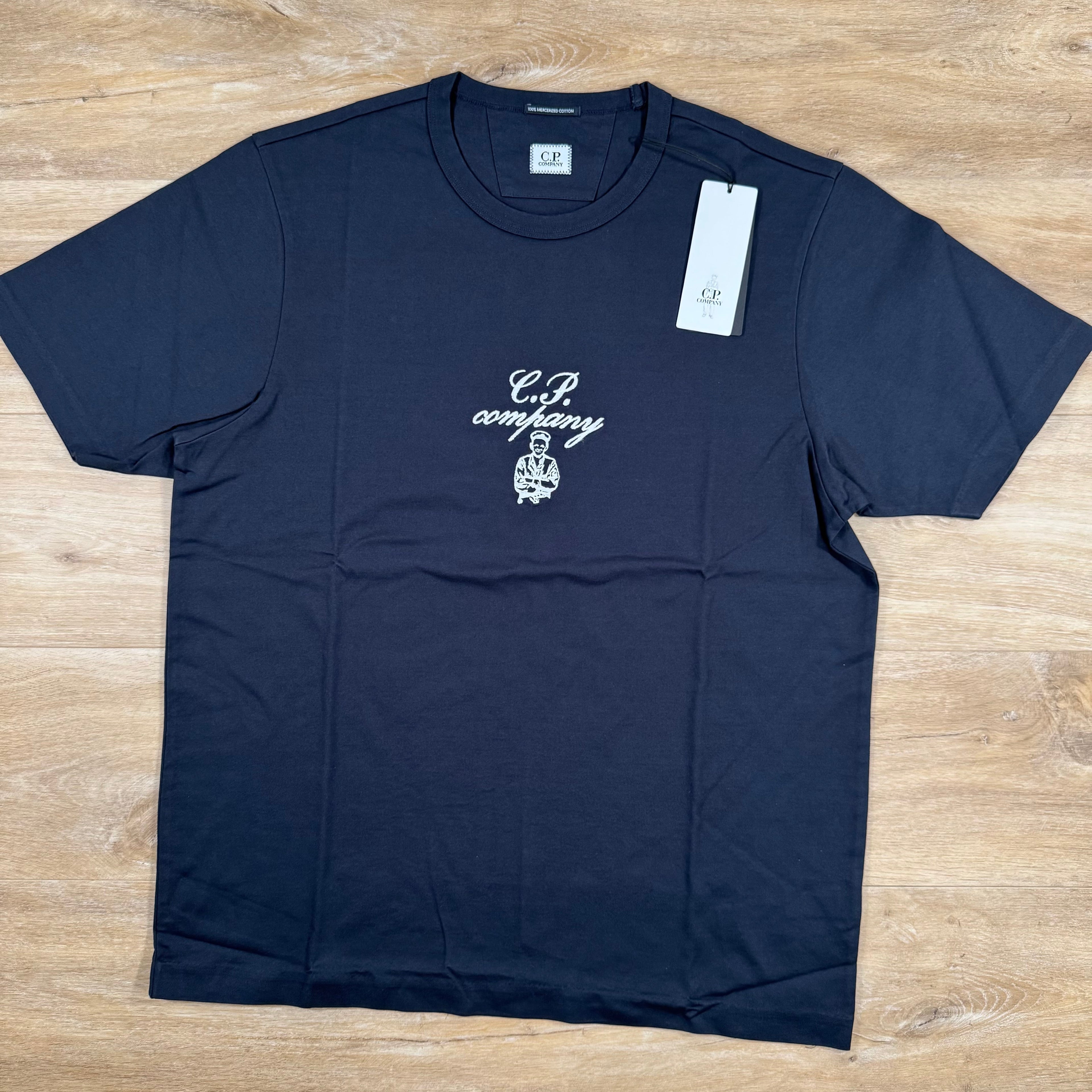 CP Company 30/2 Twisted Embroidery T-Shirt in Navy