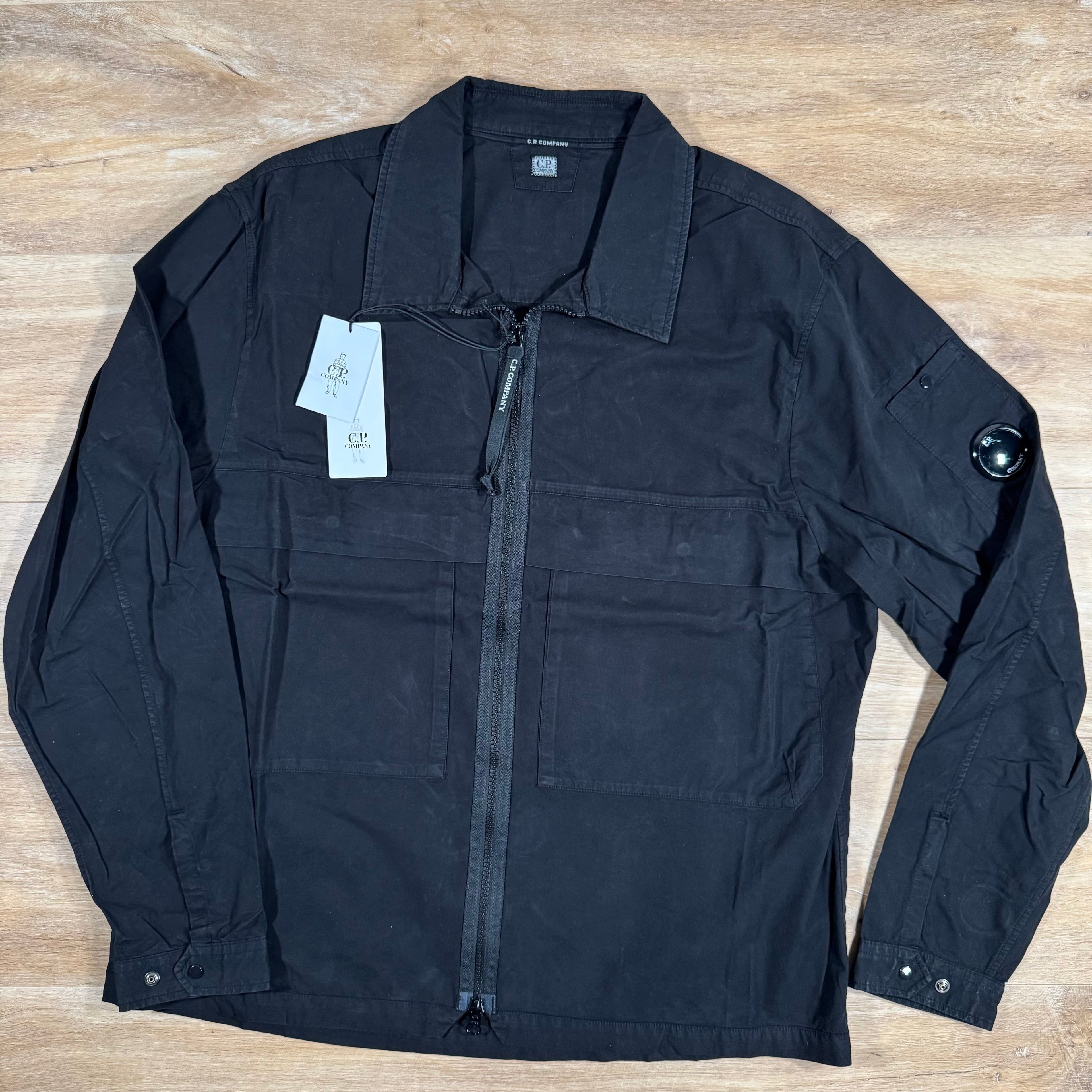 CP Company Gabardine Utility Lens Overshirt in Black