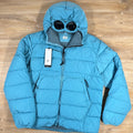 CP Company Chrome-R Goggle Down Jacket in Aegean Blue