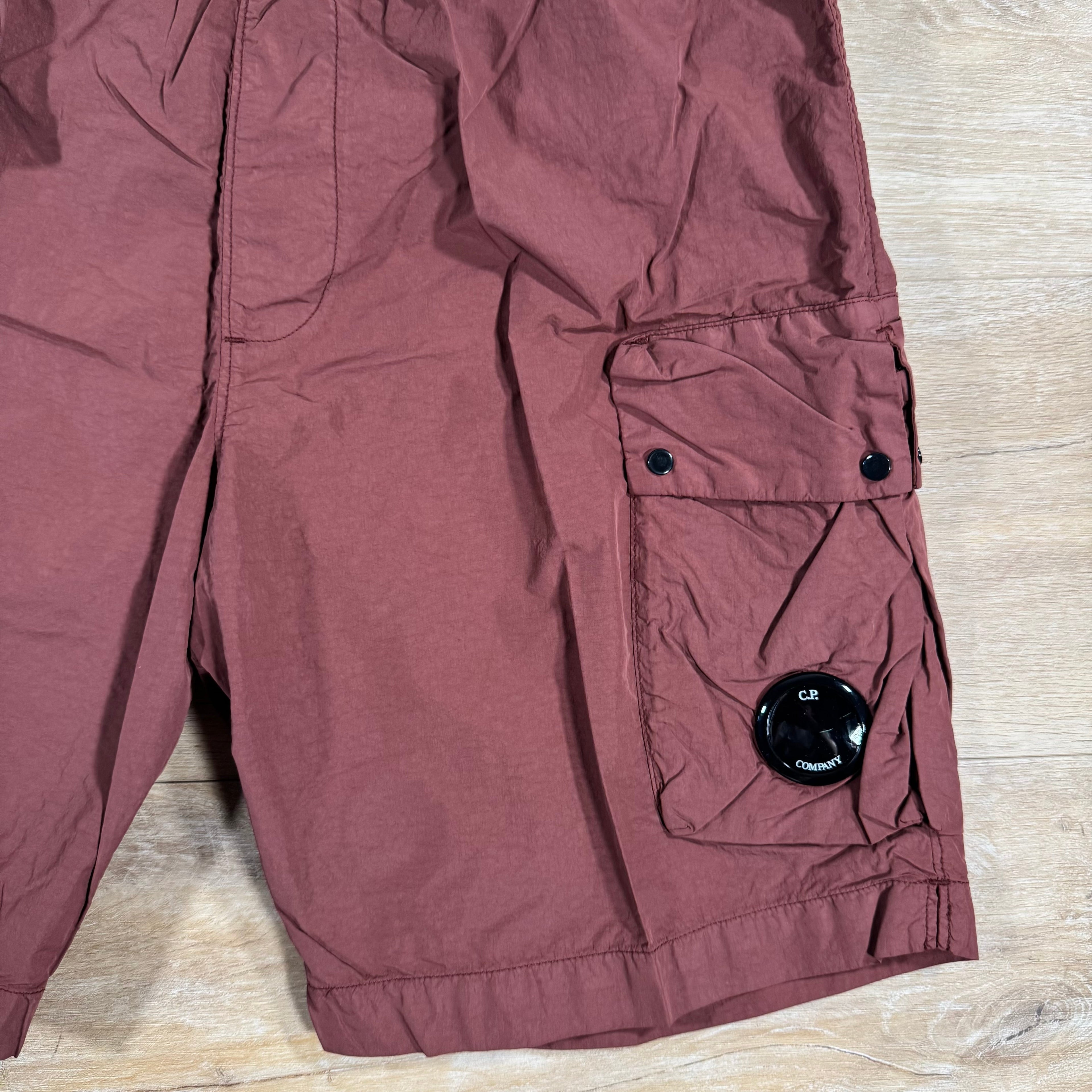 CP Company Flatt Nylon Cargo Lens Swim Shorts in Sable - Brown