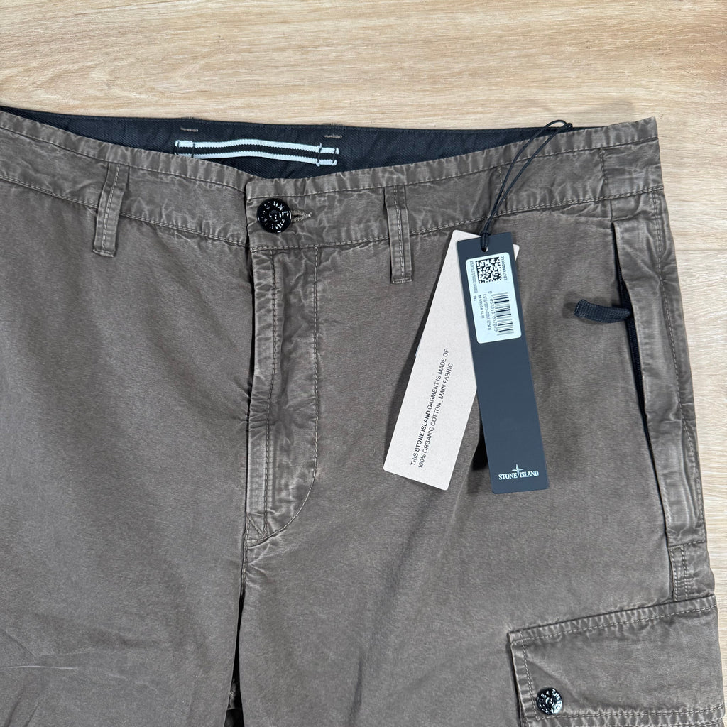 Stone Island Brushed Cotton Cargo Bermuda Shorts in Military Green