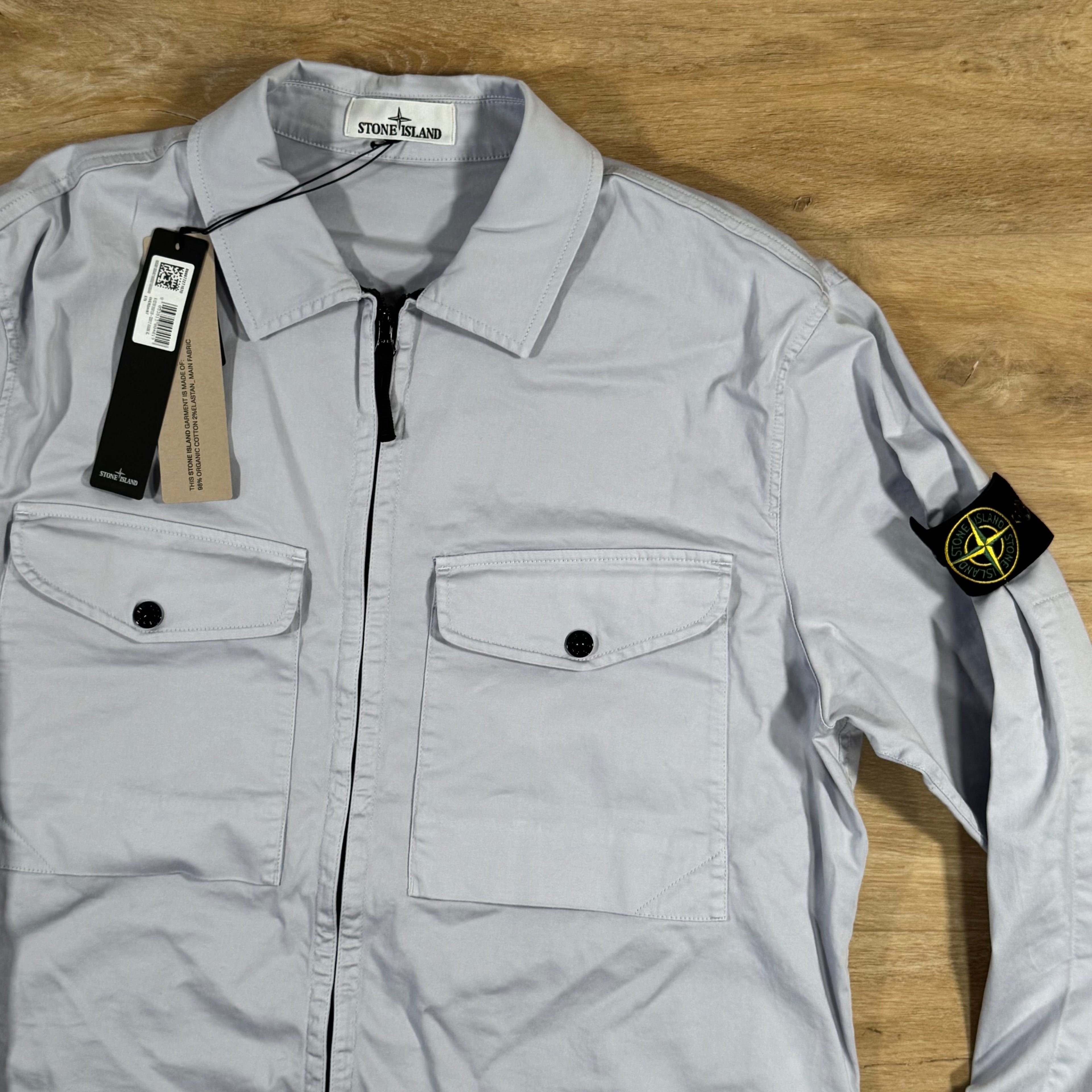 Stone Island Organic Stretch Cotton Overshirt in Lilac