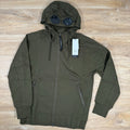 CP Company Diagonal Raised Fleece Goggle Hoodie in Ivy Green