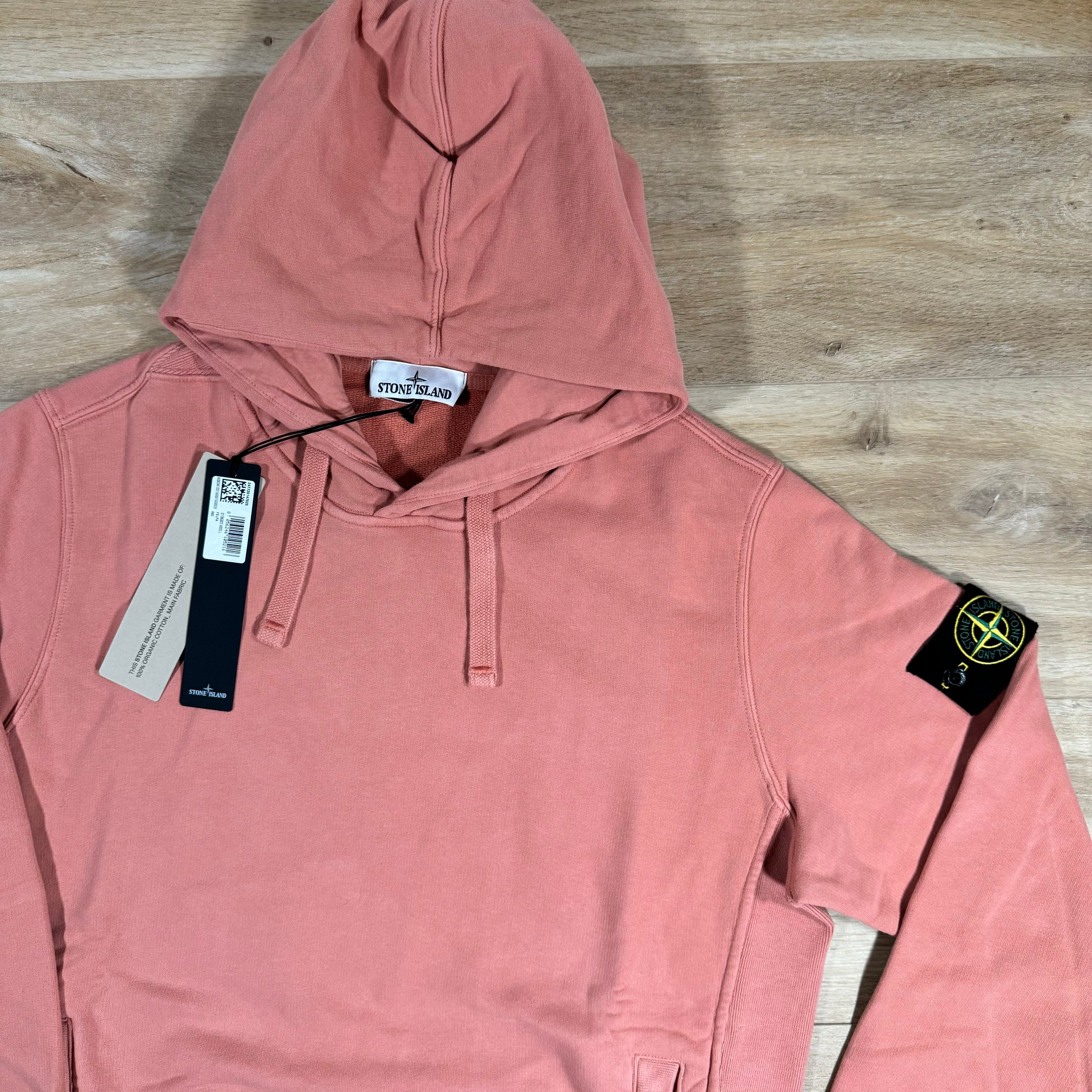 Stone Island Brushed Cotton Pullover Hoodie in Orange