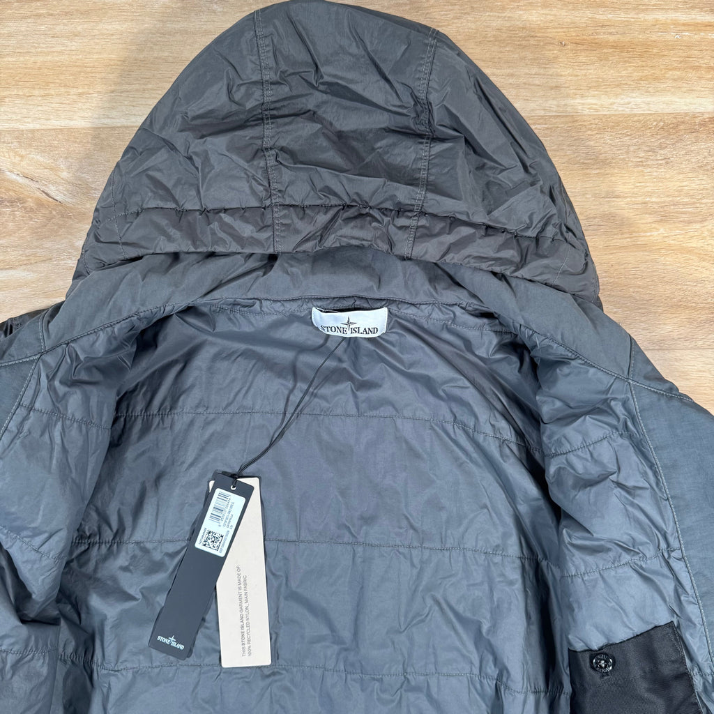 Stone Island Crinkle Reps NY Padded Jacket in Lead Grey