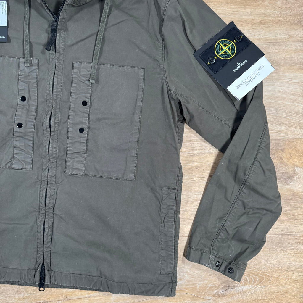 Stone Island Supima Cotton Twill Stretch-TC Jacket in Military Green