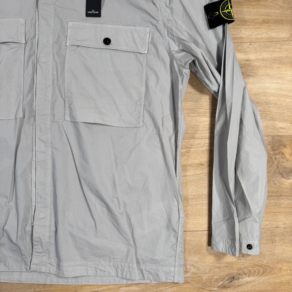 Stone Island Supima Twill Stretch-TC Overshirt in Pearl Grey