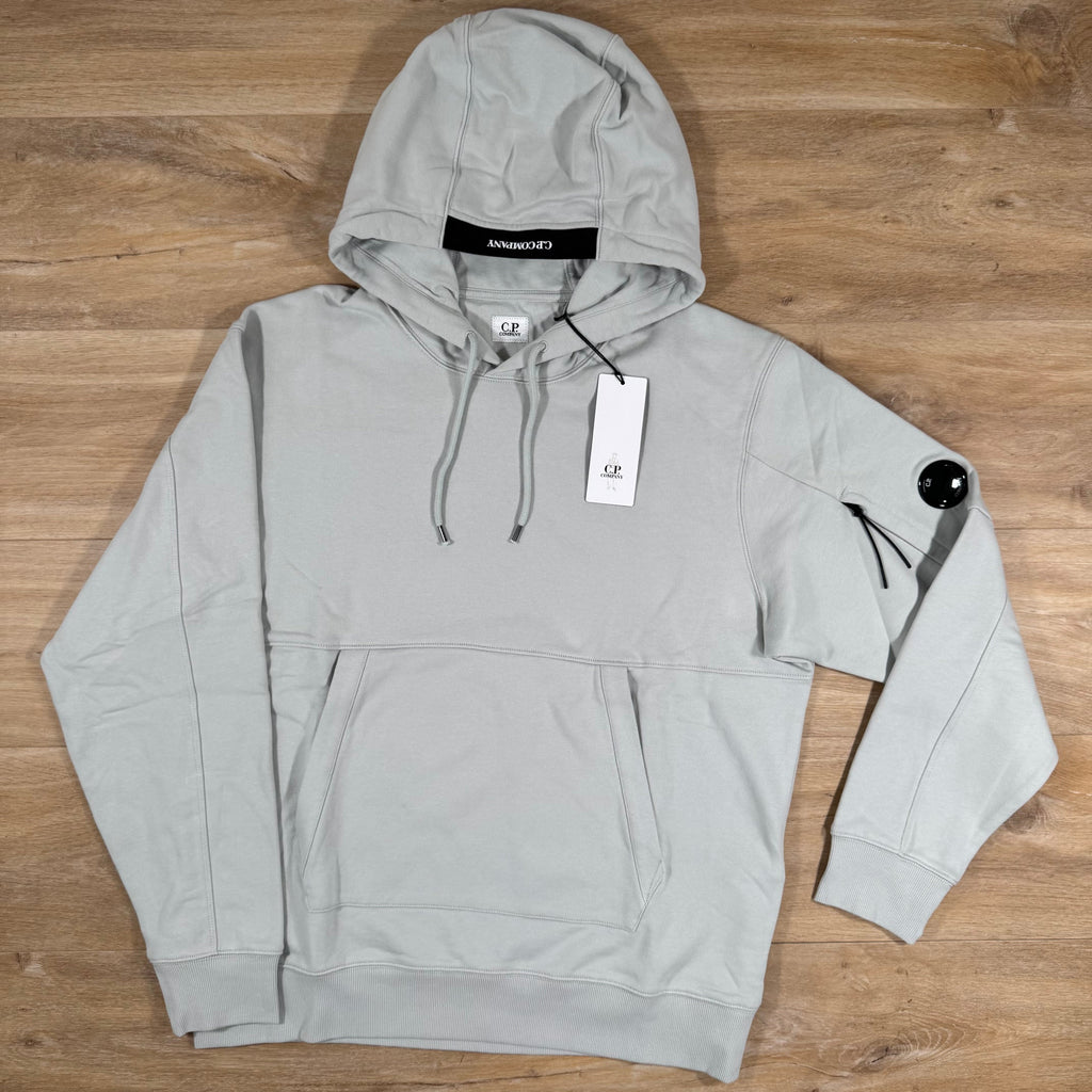 CP Company Diagonal Raised Fleece Lens Hoodie in Blue Fox - Grey