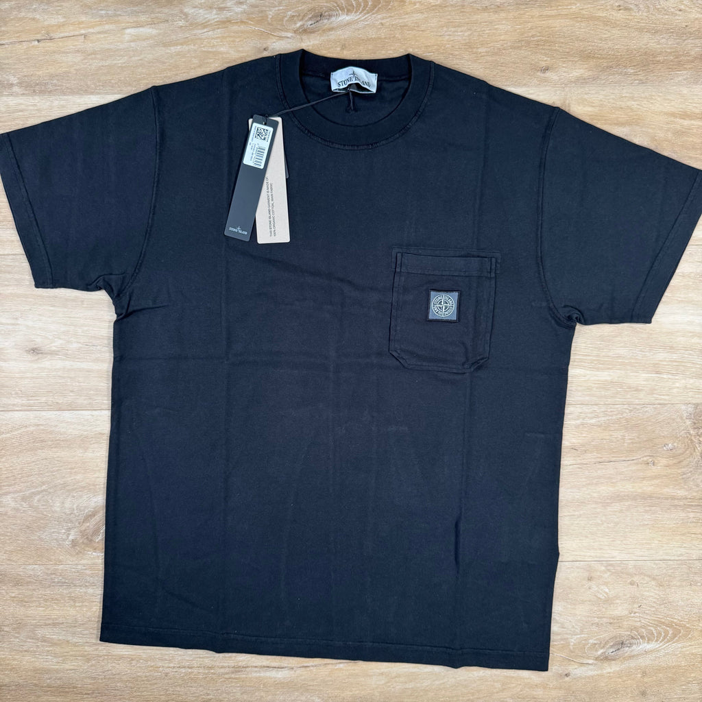 Stone Island Organic Cotton Fissato Effect T-Shirt in Black