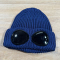 CP Company Extra Fine Merino Wool Goggle Beanie in Estate Blue