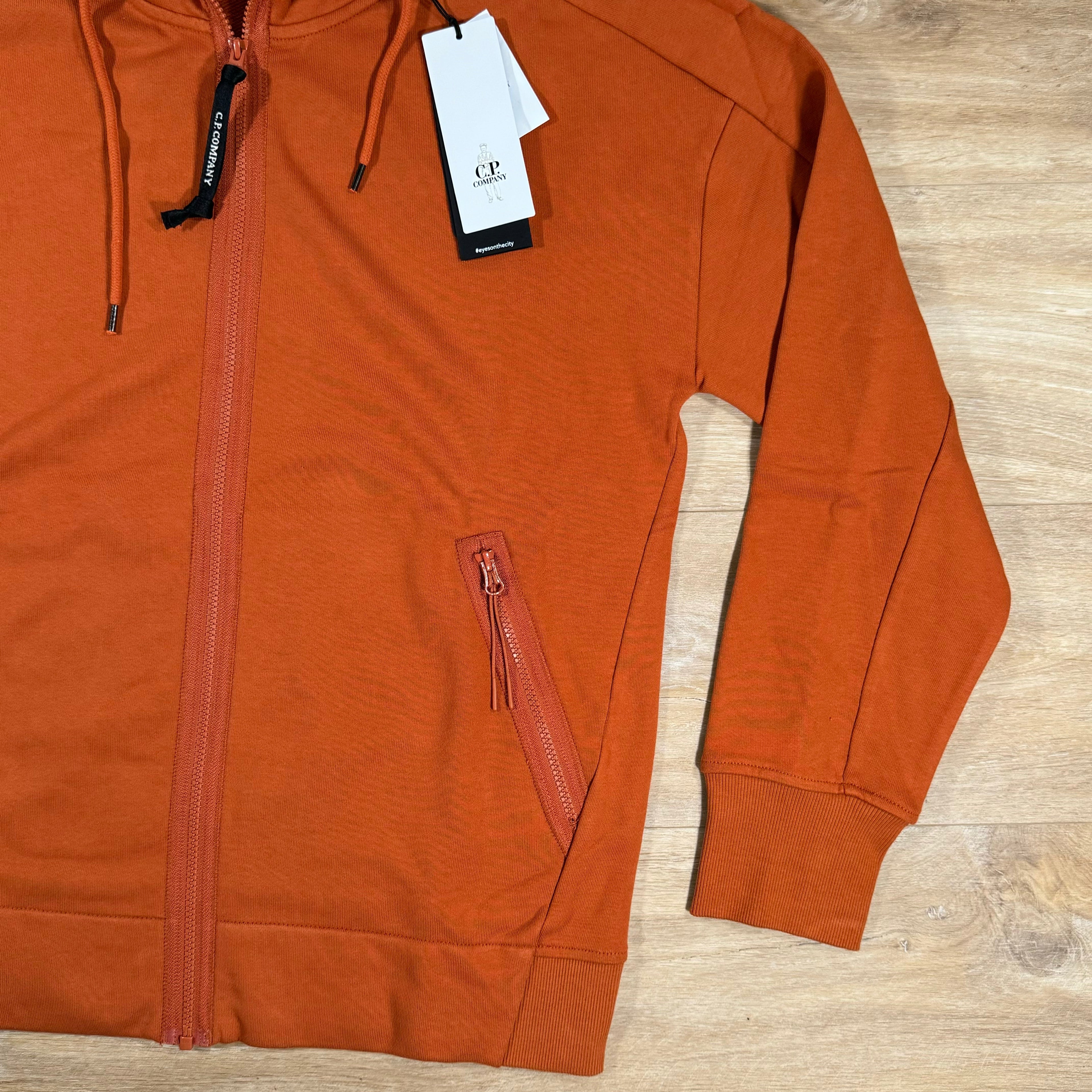 CP Company Diagonal Raised Zipped Goggle Hoodie in Bombay Brown