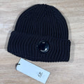 CP Company Extra Fine Merino Wool Lens Beanie in Black